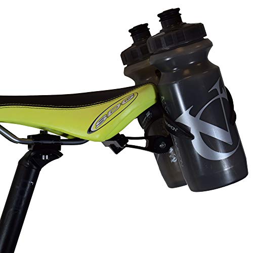 VeloChampion Montura Portabotellas Doble para Sillín de Bicicleta – para Triatlones – Metal Negro