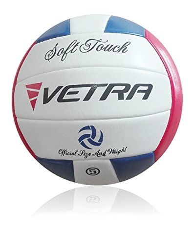 VETRA Voleibol Toque Suave Volley Bola Funcionario Tamaño 5 al Aire Libre Cubierta Playa Gimnasio Juego de Pelota Nueva (Azul/Rojo/Blanco)