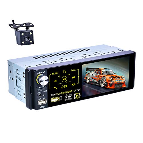 X-REAKO Radio Coche Bluetooth Manos Libres radio 1 din para coche 4.1 Pulgadas Pantalla táctil capacitiva Reproductor Multimedia Radio AM/FM/RDS Cámara de visión Trasera