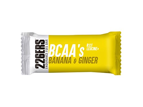 226ERS Endurance Fuel Bar BCAAs, Barrita de Resistencia y Energía Sin Gluten con Vitaminas, Plátano & Jengibre - 24 barras