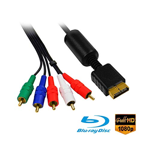 Eaxus®️ PS3 & PS2 HD Component Cable - Componentes AV TV YUV Cable 1.5 metros bañado en oro