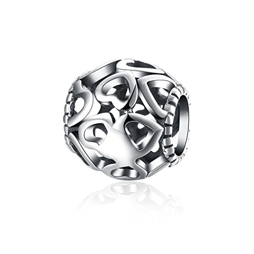 HMILYDYK - Abalorio de plata de ley 925 con diseño de corazones para pulseras de estilo Pandora europeas