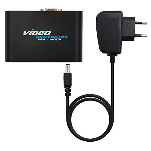 NanoCable 10.16.2101-BK - Conversor SVGAcon audio a HDMI con alimentación, SVGA/H+JACK 3.5/H-HDMI A/H, negro