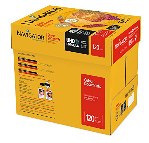 Navigator Colour Documents - Caja con folios de papel multifunción, 250 hojas, 8 paquetes, 120 g/m²