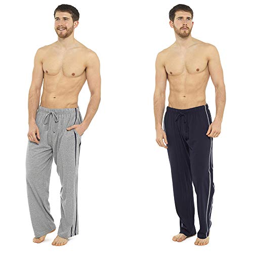 Pack de 2 pantalones de pijama largos de hombre para casa, de Socks Uwear Azul 1 x Navy, 1 x Grey XX L