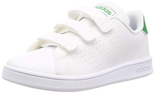 Adidas Advantage C, Zapatillas de Tenis Unisex niño, Multicolor (Ftwbla/Verde/Gridos 000), 30.5 EU
