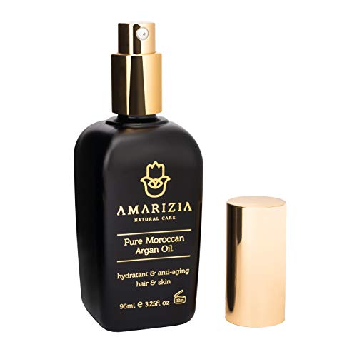 AMARIZIA Aceite de Argán Puro de Marruecos / 100% Orgánico y prensado en frío / Vegano y Cruelty-Free / Hidratante para el pelo, para la piel, cara, barba y uñas / Antiedad y antiarrugas.