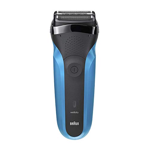 Braun Series 3 310 Afeitadora Eléctrica, Maquinilla Wet & Dry para Barba Hombre con 3 Láminas Flexibles, Recargable e Inalámbrica, Lavable, Negro/Azul