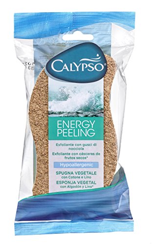Calypso Energy Peeling - Esponja de baño vegetal, exfoliación con partículas de cáscaras de frutos secos, 1 unidad