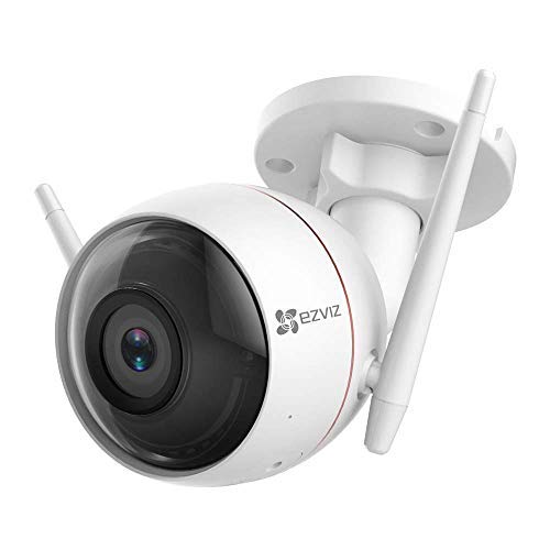 EZVIZ Cámara de vigilancia Exterior,cámara IP WiFi cámara Bala de Seguridad IP66,Visión Nocturna 30m Luz,protección de Sirena,Compatible con Alexa,CTQ3W (720p)