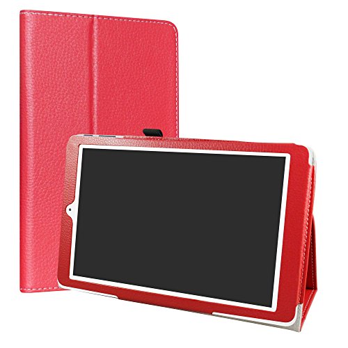 LiuShan Alcatel OneTouch Pixi 3 10 Funda, Folio Soporte PU Cuero con Funda Caso para 10.1" Alcatel OneTouch Pixi 3 10 Android Tablet,Rojo