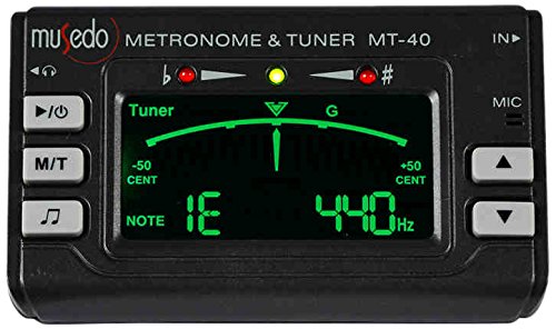 Musedo  Mt-40  Cromático + metronomo  Metrónomo, afinador y generador de tonos digital, todo en uno-pantalla lcd de gran tamaño, color negro