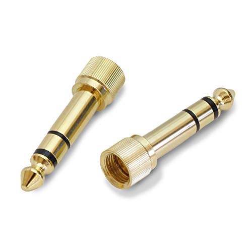 Okuli Adaptador 6.35mm a 3.5mm Conector Jack en Oro para Auriculares (2 Pacco)