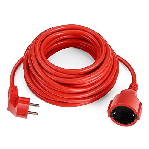 SIMBR Alargador Electrico 10m IP20 H05VV Cable Alargador Corriente IP20 H05VV Alargador Corriente para Exteriores Prolongador Electrico de Color Rojo