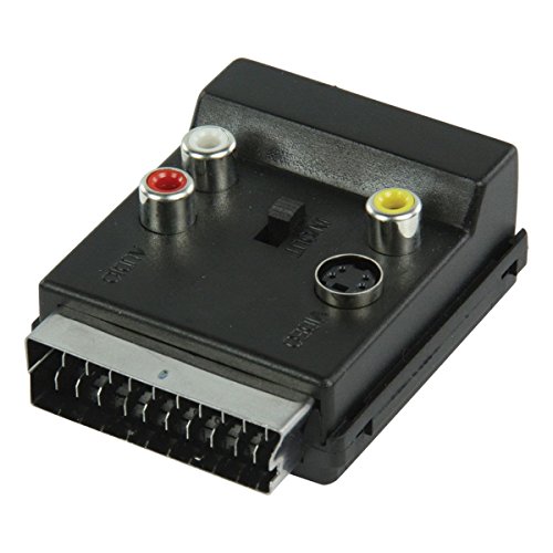 Valueline VLVP31903B – Adaptador conmutable SCART macho a SCART hembra con conectores RCA Phono y conector Super Video - Adaptador Euroconector a 2 x RCA Phono audio, 1 x RCA Phono Video, 1 x S-Video hembra