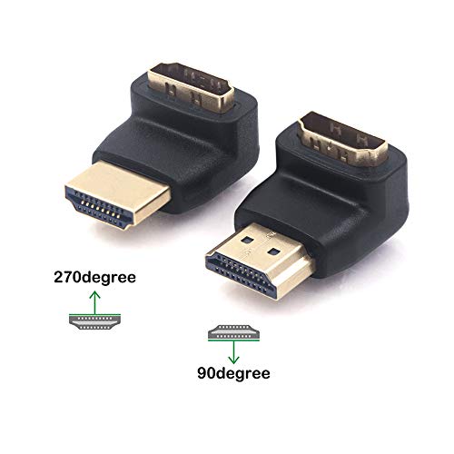 VCE 2 Unidades Adapatador HDMI con Ángulo de 90 y 270 Grados Macho a Hembra Compatible con 3D y 4K