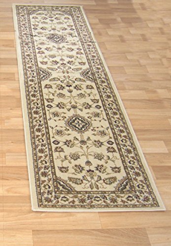 Alfombra larga, moderna, tradicional, peluda para pasillo, alfombra camino de pasillo en múltiples colores, polipropileno, Sherborne Beige, 60 x 230 cm (2' x 7'7")
