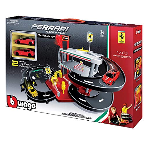 Bburago 15631204 - Garaje de Ferrari con dos coches (escala 01:43) [importado de Alemania]