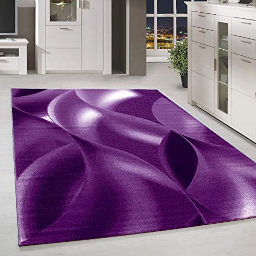 HomebyHome Alfombra Moderna Abstracta Sombra Sala de Estar Estampado Violeta Negro Blanco Moteado, Color:Violeta, tamaño:160x230 cm