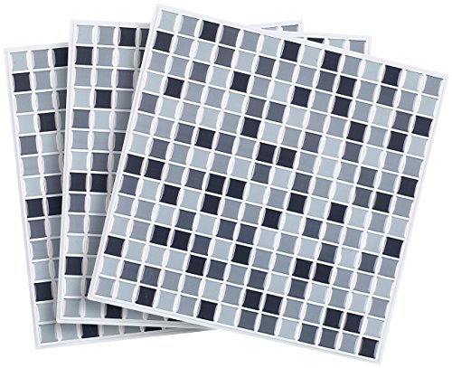 Infactory - Baldosas adhesivas: baldosas autoadhesivas 3D con mosaicos para azulejos, discretas, 26 x 26 cm, juego de 3 (lámina autoadhesiva de mosaico)