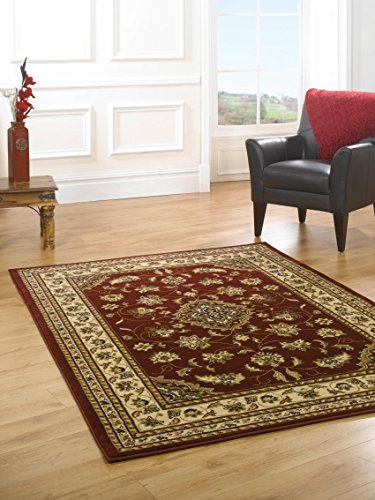 Pequeño clásico estilo persa Oriental tradicional Floral alfombra/estera, rojo – 80 x 150 cm