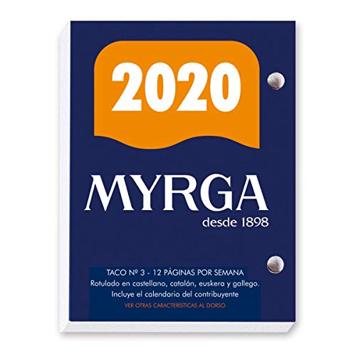 Taco calendario myrga sobremesa Nº 3 2020