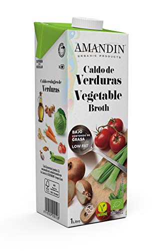Amandin Caldo de Verduras - Paquete de 6 x 1000 ml - Total: 6000 ml