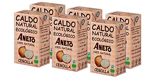 Aneto 100% Natural - Caldo de Cebolla Ecológica - caja de 6 unidades de 1 litro