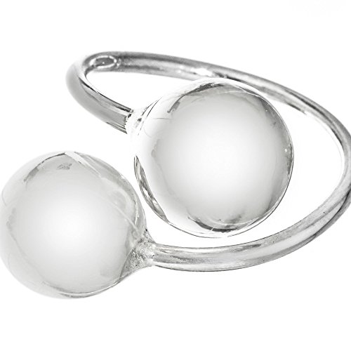Córdoba Jewels | Sortija de Plata de Ley 925 diseño Tú y Yo. Esferas Plata de 10mm.