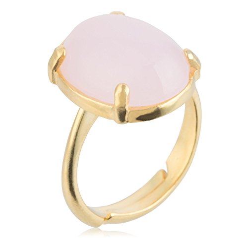 Córdoba Jewels | Sortija en Plata de Ley 925 bañada en Oro con Piedra semipreciosa con diseño Oval Rosa de Francia Gold