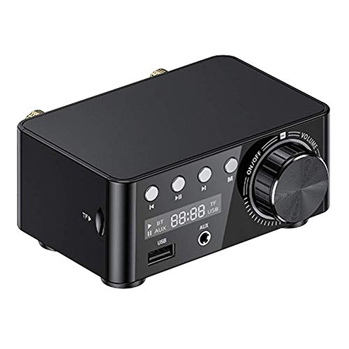 Digital Amplificador Estéreo - Mini 50W × 2 Amplificador Digital Bluetooth 5.0 Hifi Estéreo Clase D Amplificador de Potencia para Cine en Casa Entretenimiento, Studio Uso - Negro