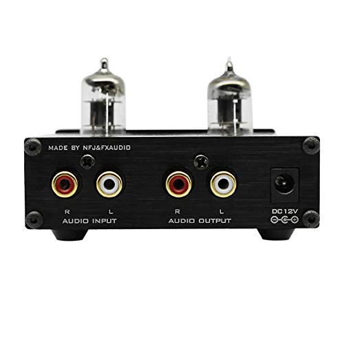 Docooler fx-Audio Mini HiFi Audio Preamplificador 6 K4 Amplificador valvular Buffer Treble Bass Ajuste RCA Preamplificador Enchufe EU Negro