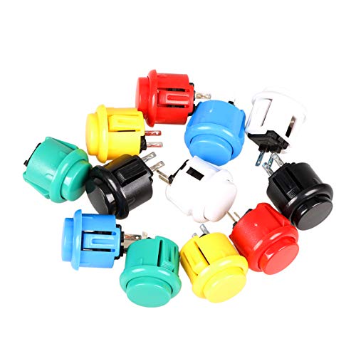 EG STARTS 12x 24mm OEM Arcade Buttons Switch Perfect Replace para Sanwa OBSF-24 Push Button DIY Fighting Stick PC Joystick Juegos Parts (Each Color of 2 Pieces)