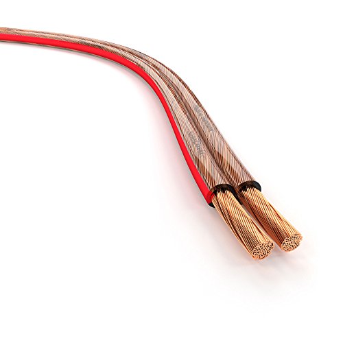 KabelDirekt 50m Cable de Altavoces (2x1,5mm² Cable de altavoz HiFi, Made in Germany, de cobre libre oxigeno (OFC), con indicación de polaridad, para el mejor sonido posible de su sistema de música)