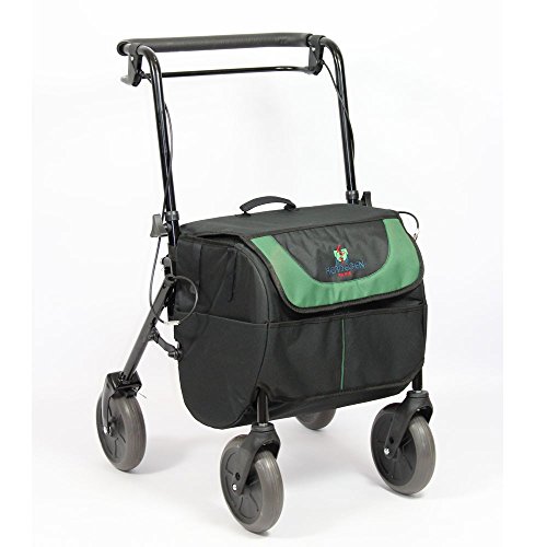 Rollator con 4 ruedas y freno, asiento y bolsa de transporte, plegable y regulable | 2 en 1: andador y carro de la compra