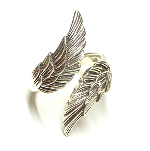 Silberschmuck-BG Plata Joyas De BG banda anillo abierto diseño alas de ángel con grabado de plata de ley gearbeitet