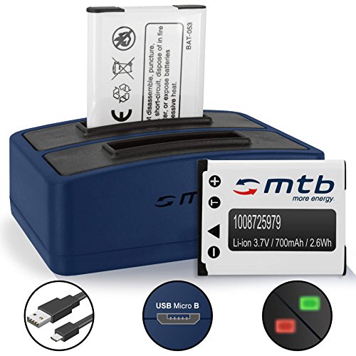 2 Baterías + Cargador Doble (USB) para BenQ DC. / Medion Life/Ordro/Sealife Reafmaster/Polaroid - Ver Lista de compatibilidad