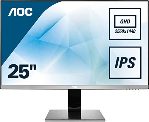 AOC Monitores Q2577PWQ - Monitor de 25" QHD 2K (resolución 2560 x 1440 Pixels, tecnología FlickerFree, Altavoces, VESA, HDMI, Displayport)