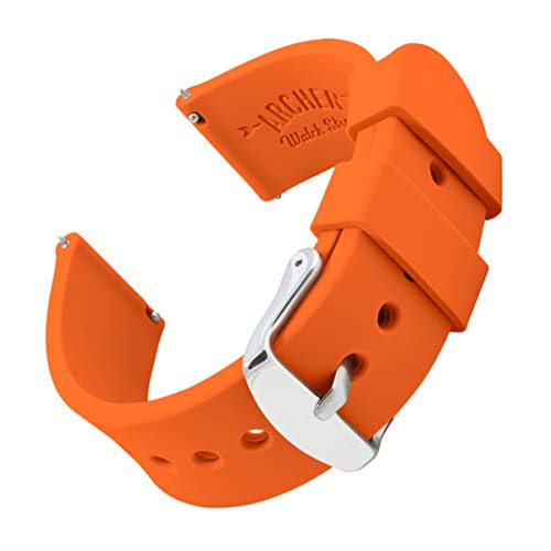 Archer Watch Straps | Repuesto de Correa Reloj de Silicona para Hombre y Mujer, Caucho Fácil de Abrochar para Relojes y Smartwatch | Naranja Portland, 22mm