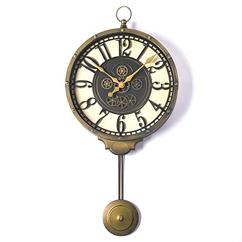 ETH Reloj De Pared Antiguo Europeo De Bronce Vintage con Péndulo Sala De Estar Estudio Estudio Reloj De Pared Engranaje Reloj Decorativo Mudo 27 * 57 Cm Durable