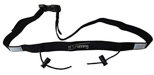 It 's Running 873855003713 Race Number Belt Pro con cordón toppern y reflectores, Black, One Size, 0820103599672