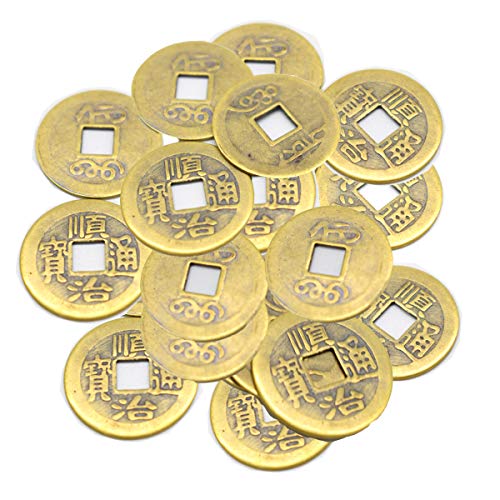 Mengger Monedas Chinas Juguete Feng Shui Antiguas I-ching Monedas de Fortuna para Suerte Salud y Riqueza 100 Piezas Chino Colgantes