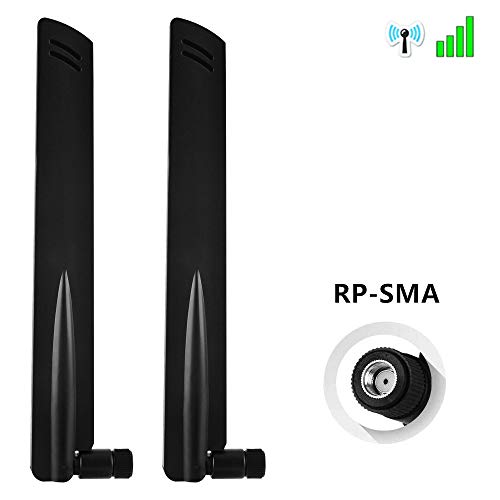 NETVIP RP-SMA Antena 4G/3G/LTE Antena 10dBi WiFi Antenna Amplificador de señal para Router Modem Huawei B315/B593 cámara de Seguridad con Conector RP-SMA(2 Unidades)