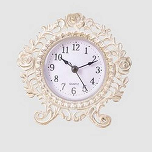 Vintage Home - Reloj de Mesa Estilo Antiguo francés, Color Crema, con pátina, Acabado Envejecido, Shabby Chic, brocante
