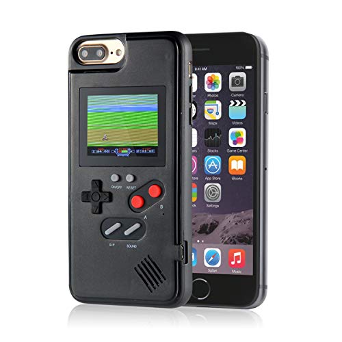 Volwco - Funda de Gameboy de silicona para iPhone X, XS, XX, XR, iPhone 8/8 Plus, iPhone 7/7 Plus, iPhone 6/6Plus, con 36 juegos, silicona plástico abs TPU, negro, IPHONE6P/6SP/7P/8P