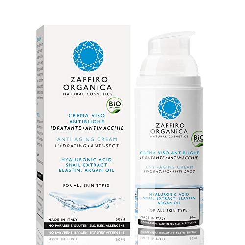 Zaffiro Organica 50ml Crema Facial con Colageno, Acido Hialuronico y Aceite de Argan| Reduce arrugas, líneas de expresión, imperfecciones| Excelente rellenador de arrugas | Para Hombre y Mujer.
