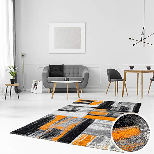 Alfombra diseño Moderno salón Swing Degradado Naranja Gris Negro, Orange Grau, 80 cm_x_150 cm