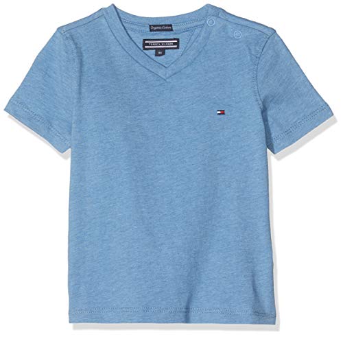 Tommy Hilfiger Boys Basic Vn Knit S/s Camiseta, Azul (Dark Allure Heather 408), 152 (Talla del Fabricante: 12) para Niños