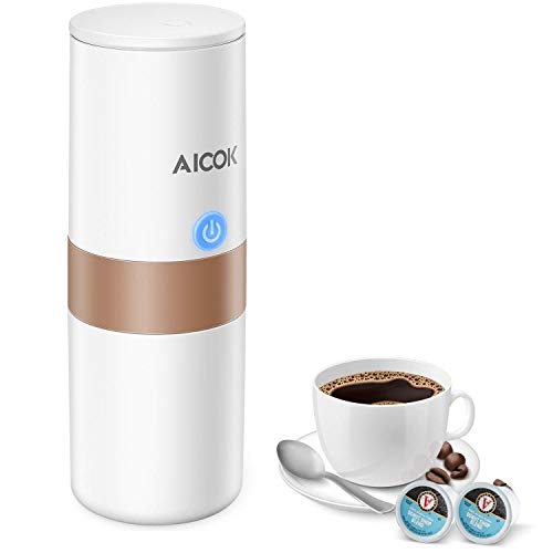 Cafetera Café Portátil Aicok, K-Cup Cafetera Automatizada, Máquina de Café Eléctrica para Viajes, Operación Sencilla con un Solo Botón, Perfecta para Conducir un Automóvil y en Cualquier Lugar