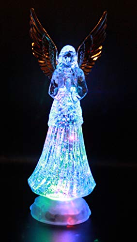 Crystal Collection - Figura Decorativa de ángel con luz LED cambiante de 12,5 Pulgadas de ángel de oración para decoración del hogar/decoración de la fe con la Esperanza del Amor, la Paz, el ángel